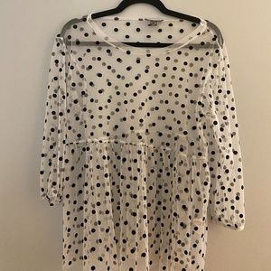 Mesh polka dot top